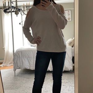 American Eagle Plush Cream Waffle Sweater S